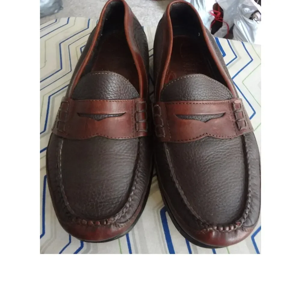 Vintage 90s Foster Rainey Country Penny Loafer Two Tone Brown Leather Mens 10.5